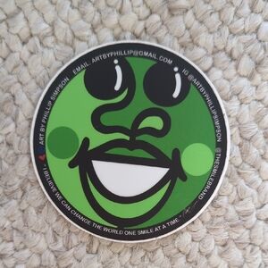 Green Smiley Face Sticker